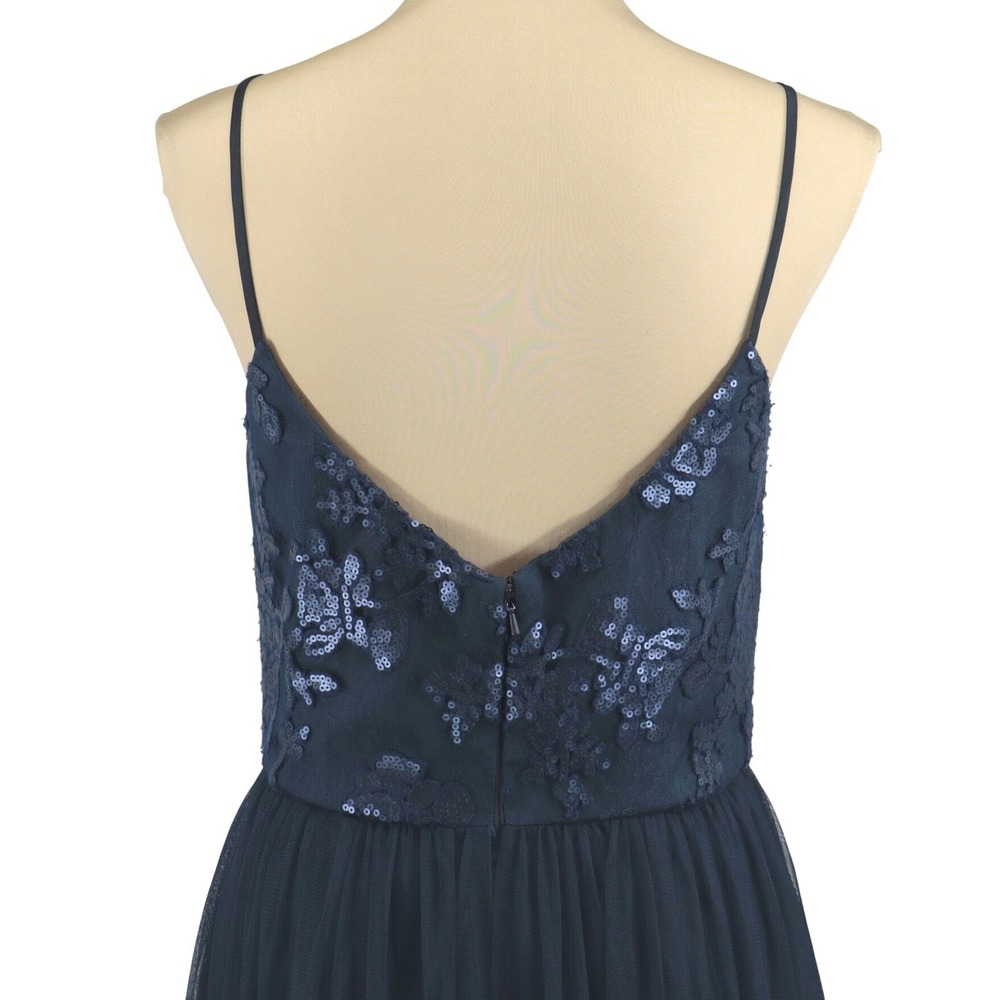 Amsale Stephanie Sequin Lace Maxi Dress Navy Formal Size 10 Wedding Formal - Picture 7 of 12